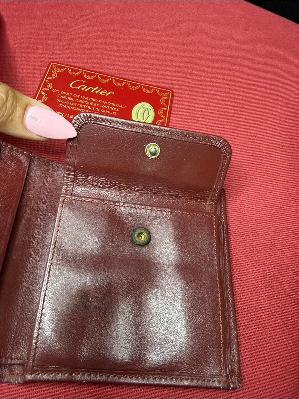 ✨ Cartier Bordeaux Leather Bifold Wallet ✨